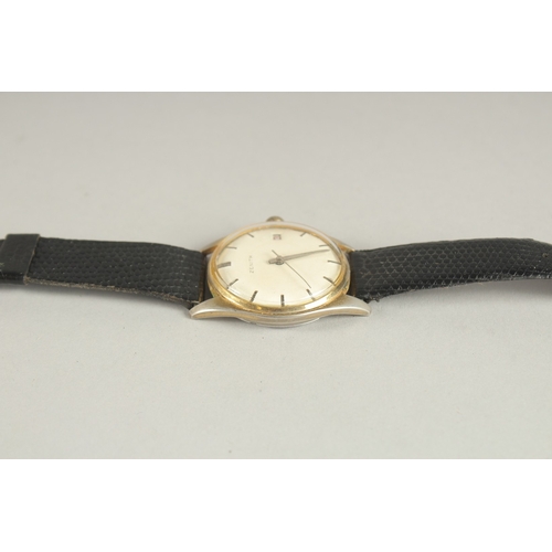 861 - A ZENITH GENTLEMEN'S WATCH with leather strap.