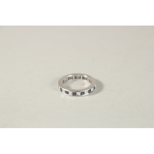 993 - AN 18CT WHITE GOLD, SAPPHIRE AND DIAMOND FULL ETERNITY RING.