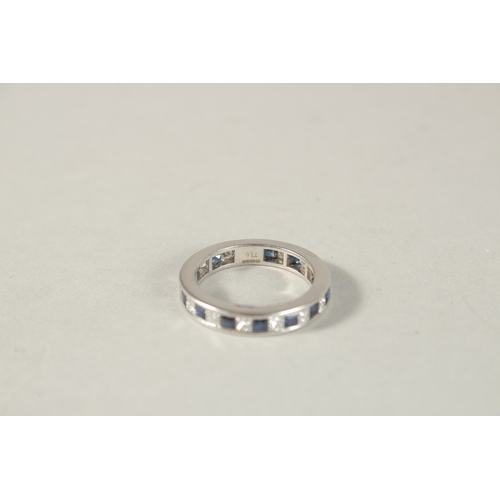 993 - AN 18CT WHITE GOLD, SAPPHIRE AND DIAMOND FULL ETERNITY RING.