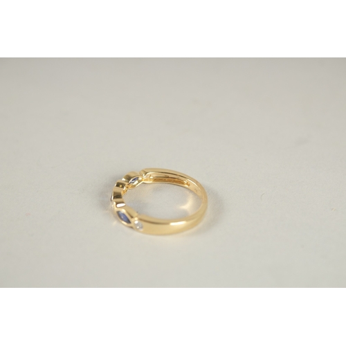 998 - AN 18CT YELLOW GOLD, SAPPHIRE AND DIAMOND HALF HOOP ETERNITY RING.