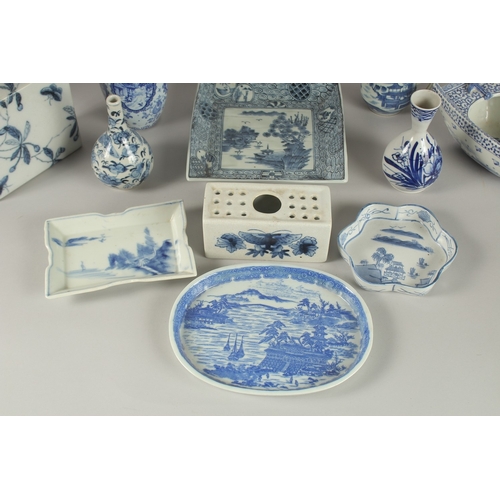 1 - A COLLECTION OF BLUE AND WHITE PORCELAIN ITEMS, (qty).