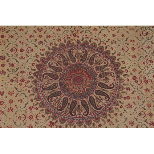 102 - A VERY FINE AND LARGE 17TH -18TH CENTURY MUGHAL INDIAN SILK EMBROIDERED FLOOR SPREAD TEXTILE.