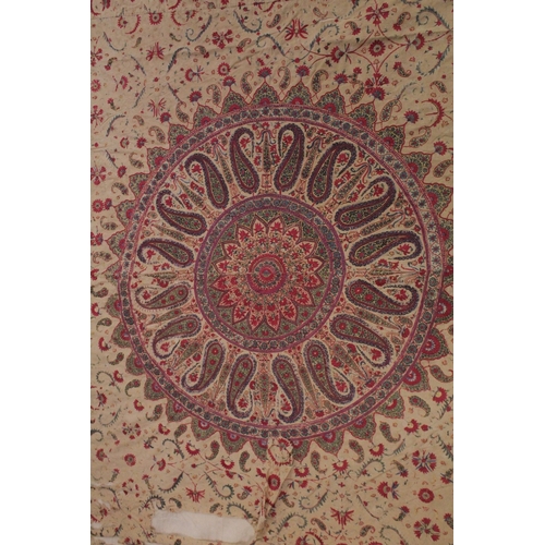 102 - A VERY FINE AND LARGE 17TH -18TH CENTURY MUGHAL INDIAN SILK EMBROIDERED FLOOR SPREAD TEXTILE.