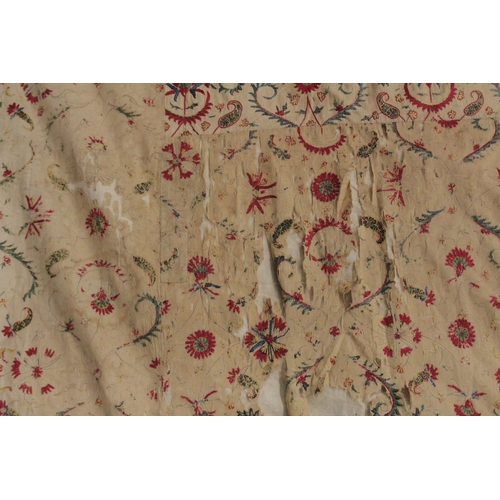 102 - A VERY FINE AND LARGE 17TH -18TH CENTURY MUGHAL INDIAN SILK EMBROIDERED FLOOR SPREAD TEXTILE.