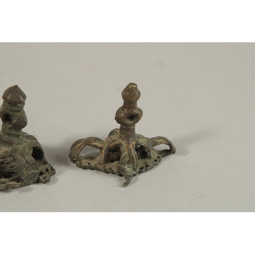 150 - A GROUP OF FIVE 17TH CENTURY TIBETAN OR SOUTH INDIAN BUDDHIST BRONZE STAMPS, (5).