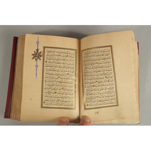 174 - A 19TH CENTURY OTTOMAN LEATHER BOUND QURAN, for Hafez Othman Alkamily study of Ahmed Najati, dated 1... 