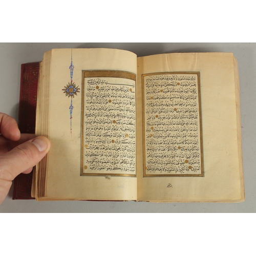 174 - A 19TH CENTURY OTTOMAN LEATHER BOUND QURAN, for Hafez Othman Alkamily study of Ahmed Najati, dated 1... 