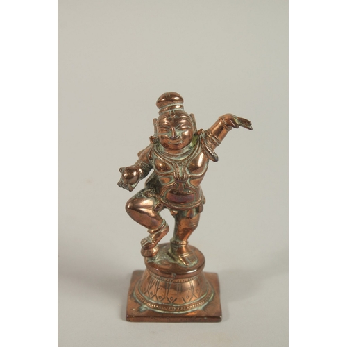 178 - A 19TH CENTURY SOUTH INDIAN TANJORE CAST COPPER BABY KRISHNA, 11.5cm high.