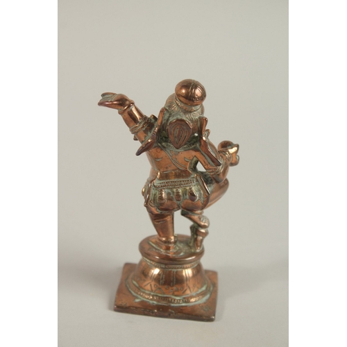 178 - A 19TH CENTURY SOUTH INDIAN TANJORE CAST COPPER BABY KRISHNA, 11.5cm high.