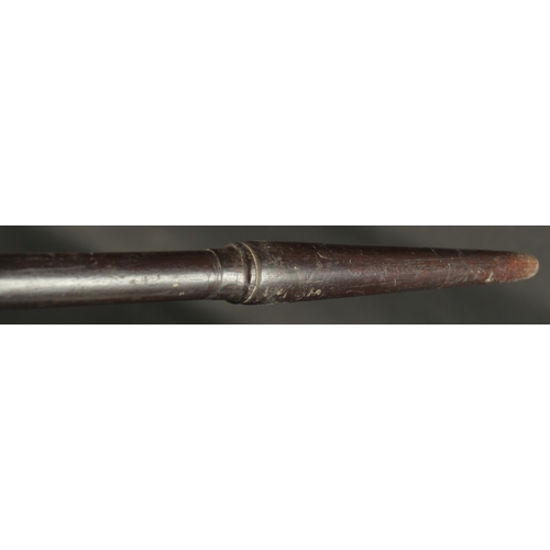 238 - A FINE 18TH-19TH CENTURY THAI OR MALAY SPEAR, with a fine white metal mounted watered steel blade, 2... 