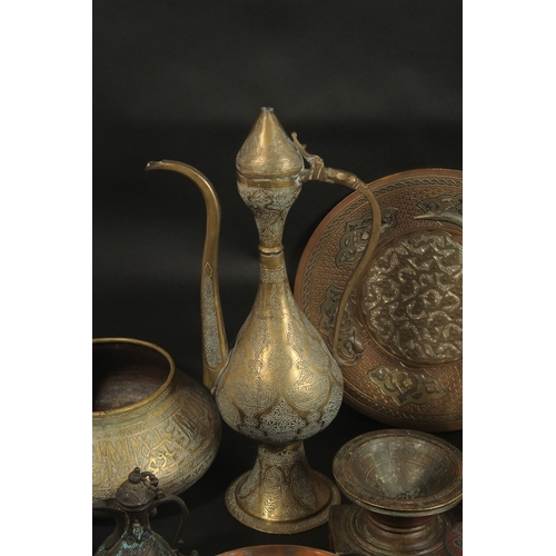 240 - A LARGE GROUP OF MIXED ISLAMIC AND INDIAN METALWORKS, and other items, (qty).