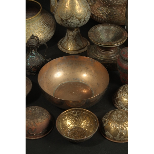 240 - A LARGE GROUP OF MIXED ISLAMIC AND INDIAN METALWORKS, and other items, (qty).