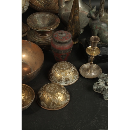 240 - A LARGE GROUP OF MIXED ISLAMIC AND INDIAN METALWORKS, and other items, (qty).