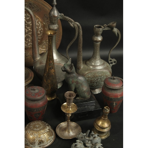 240 - A LARGE GROUP OF MIXED ISLAMIC AND INDIAN METALWORKS, and other items, (qty).