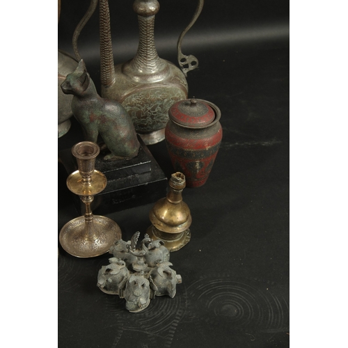 240 - A LARGE GROUP OF MIXED ISLAMIC AND INDIAN METALWORKS, and other items, (qty).