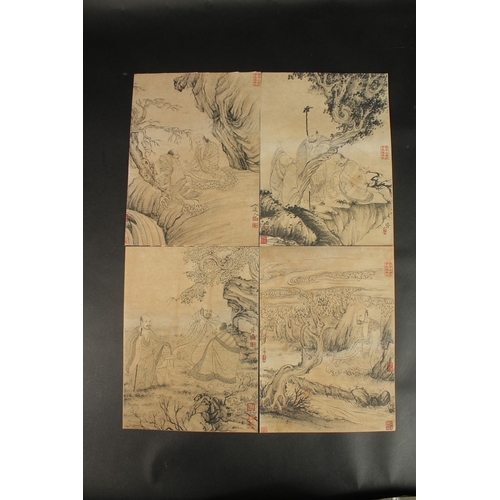 246 - A COLLECTION OF FOUR CHINESE PICTURES ON PAPER, each 28cm x 20cm.