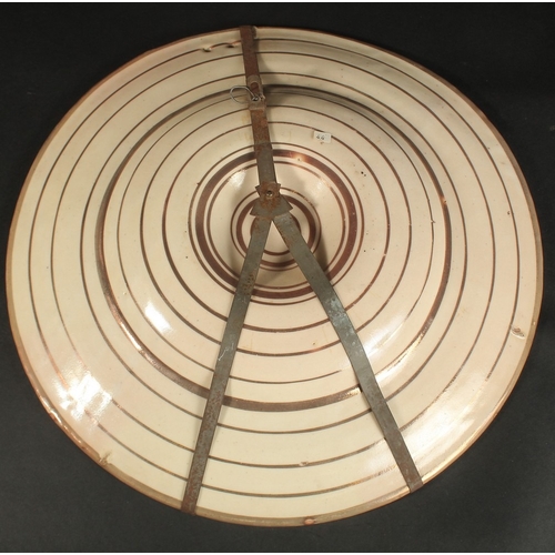 247 - A LARGE 19TH CENTURY HISPANO MORESQUE COPPER LUSTRE CHARGER, 41cm diameter.