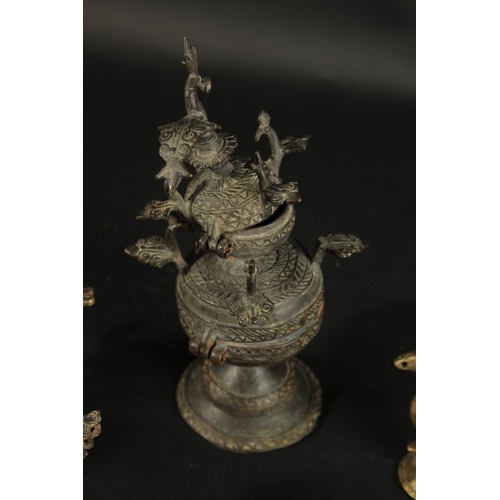 272 - A COLLECTION OF INDIAN BRONZE ITEMS, (qty).