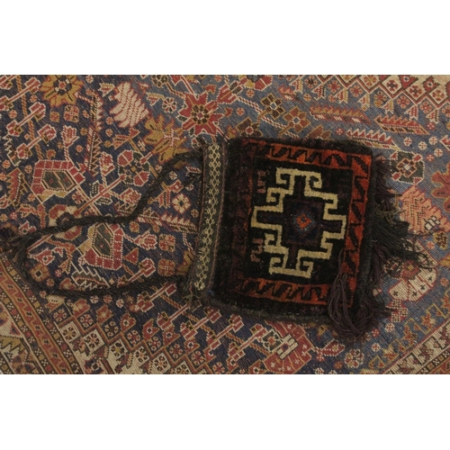 281 - A KASHKARI TRIBAL RUG, together with small saddle bag, (2).