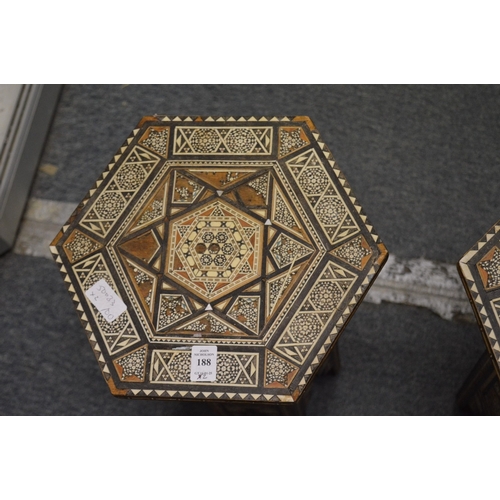 188 - Two Eastern inlaid occasional tables.