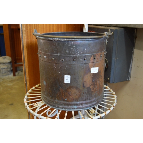 23 - A copper coal bucket.