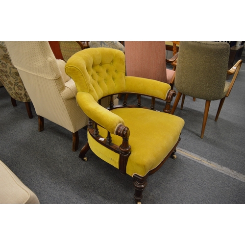 247 - A good 19th century walnut framed horseshoe shaped open armchair.