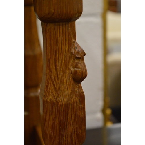 278 - Robert Thompson, a mouseman stool with leather latticework top.