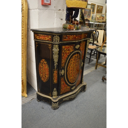 302 - A Boulle style marble top pier cabinet with gilt metal mounts.