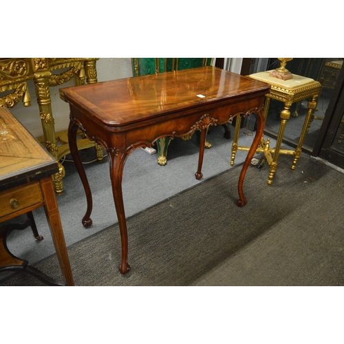 325 - A very good pair of mahogany card tables in the Georgian style, the folding rectangular tops having ... 