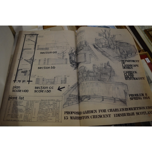 358 - A collection of architectural blue prints and drawings, unframed.