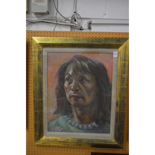 383 - A 20th century pastel portrait of a South East Asian women.