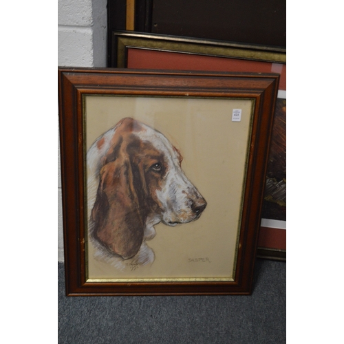 421 - Truda Panet, Jasper, portrait of a bloodhound, signed.