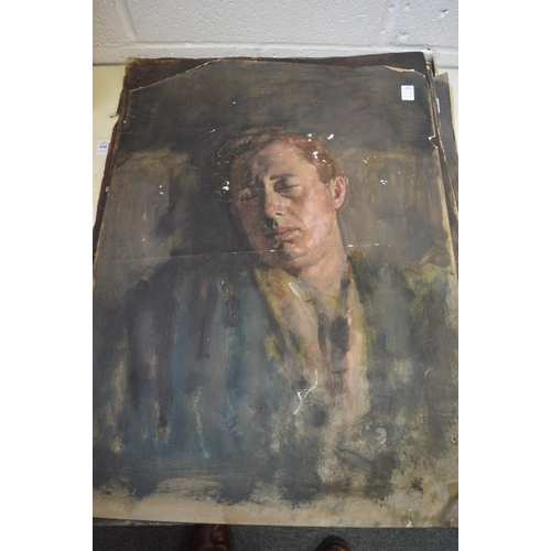 429 - George Weissbort, bust length portrait of a young man, oil on paper, unframed together with seven ot... 