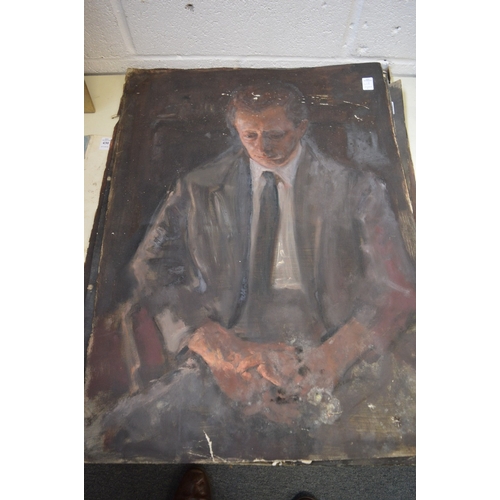 429 - George Weissbort, bust length portrait of a young man, oil on paper, unframed together with seven ot... 