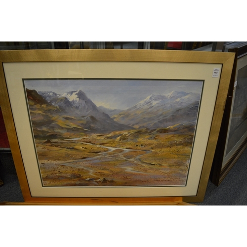 465 - Lance O'Gorman (New Zealand), mountainous river landscape, oil on board, signed.