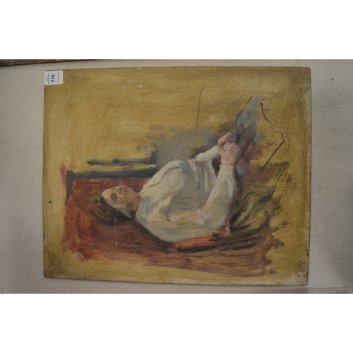 516 - George Weissbort, study of a seated female figure, oil on board, unframed.