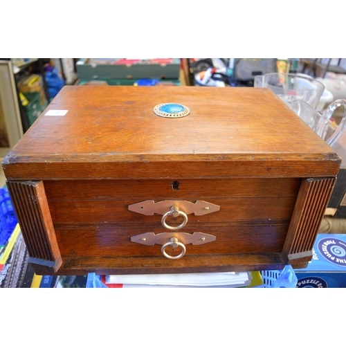 54 - An oak table to canteen converted to a storage box.