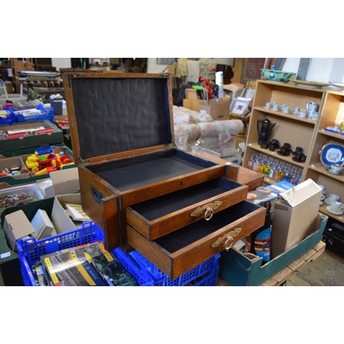 54 - An oak table to canteen converted to a storage box.