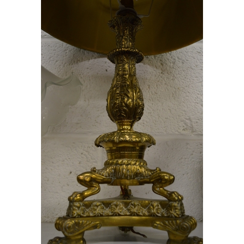 567 - A good decorative cast brass table lamp.