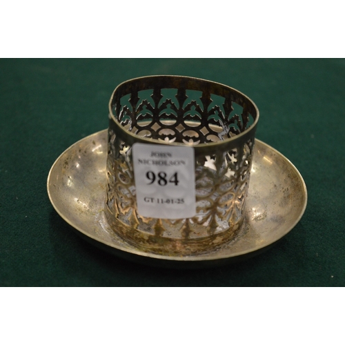 984 - A pierced white metal stand.