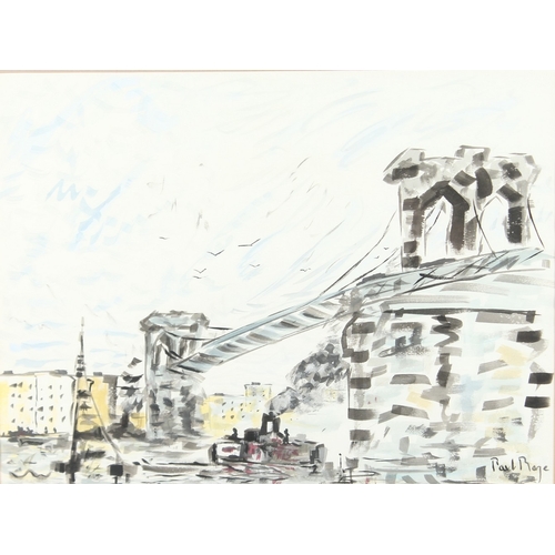 252 - PAUL MAZE (1887-1979) FRENCH. The metal bridge over the river with steamship. Signed. Watercolour. 1... 