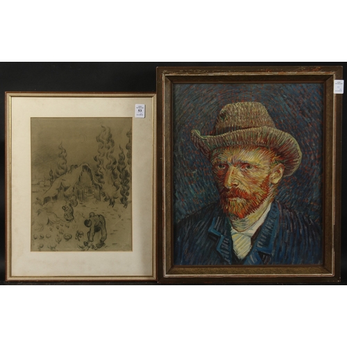 53 - A VAN GOGH PRINT, self portrait, and another by the artist (2). 17