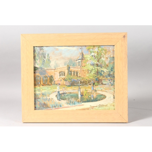 1134 - DENNIS GILBERT. Holland Park, London. Signed. Oil on board. 8ins x 10ins.