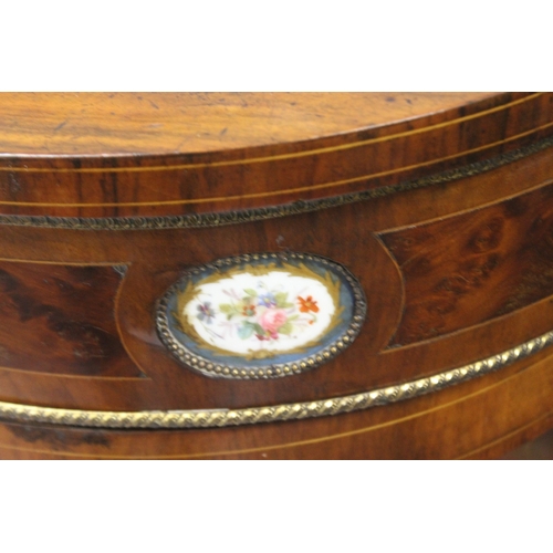 535 - A GOOD VICTORIAN WALNUT CREDENZA with painted Sevres panels. The front with a single panel door, the... 