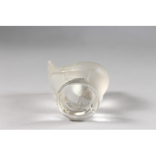 545 - A SMALL LALIQUE CHUBBY BIRD. Etched Lalique, France. 1.75ins high.