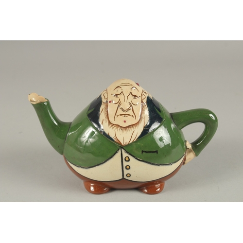 561 - A FOLEY CHINA INTARSIO FIGURAL TEAPOT.