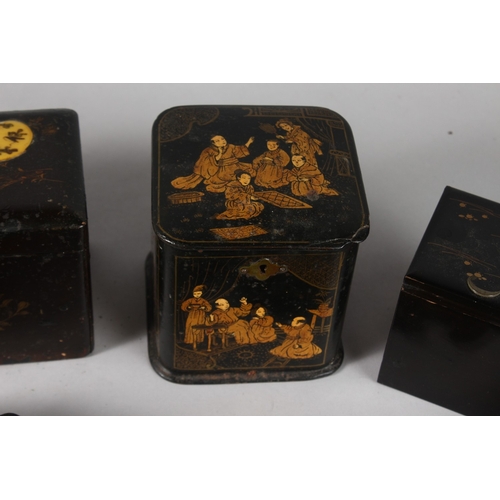 10 - A COLLECTION OF VARIOUS LACQUER BOXES AND OTHER ITEMS, including two mother of pearl inlaid boxes, (... 