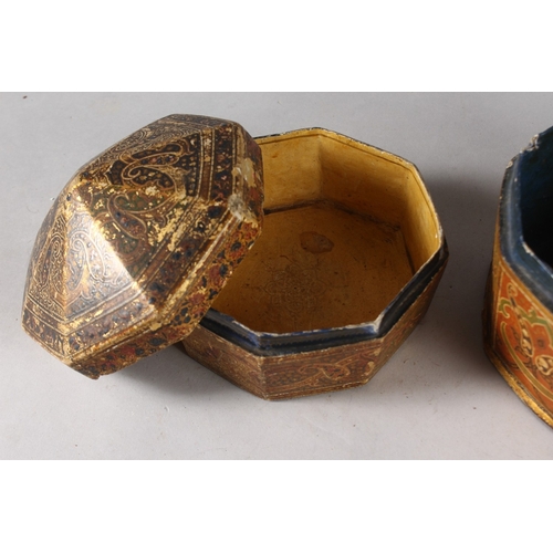 129 - TWO FINE 19TH CENTURY INDIAN KASHMIRI DOMED BOXES.