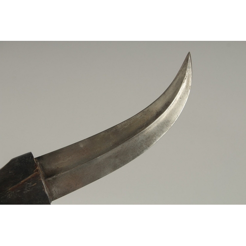 147 - A 19TH CENTURY OTTOMAN HORN HILTED DAGGER, with silver inlaid steel mounted scabbard, 28cm long.