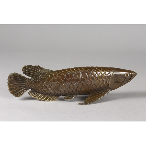 178 - A JAPANESE STYLE BRASS FIGURE OF A CARP, 28.5cm long.